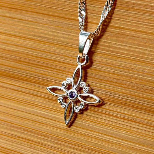 Collar Nudo Bruja Plata 925 con Circón — Cadena Singapur 45 cm
