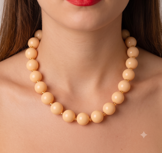Collar Cuentas Color Vainilla — Hecho a Mano