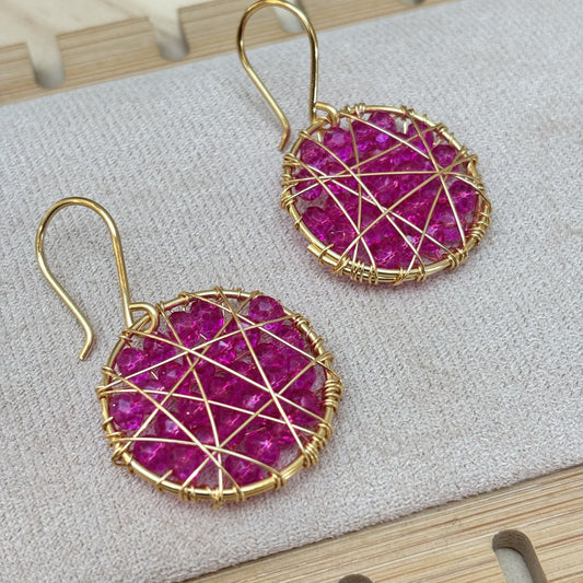 Aros Circulares Color Fucsia / Diseño Atrapasueños