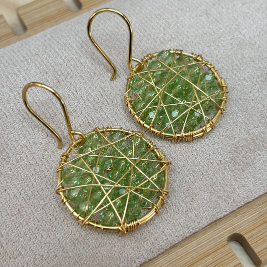 Aros Circulares Color Verde/ Diseño Atrapasueños