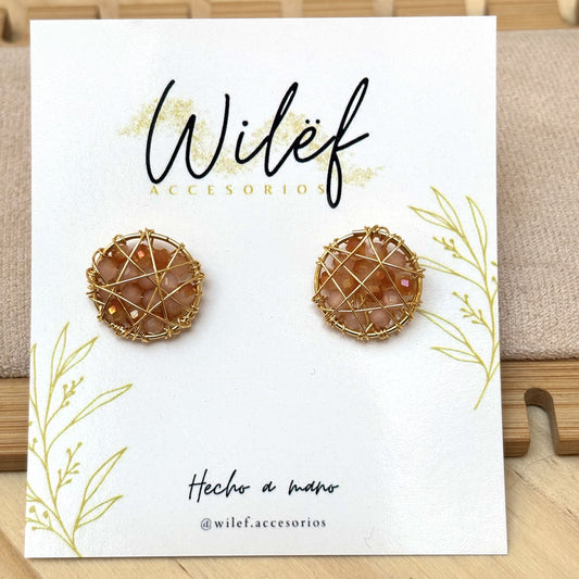 Aros Pequeños Circular Color Ambar/ Diseño Atrapasueño