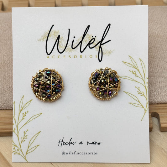 Aros Pequeños Circular Color Tornasol/ Diseño Atrapasueño