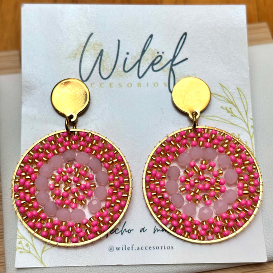 AROS TEJIDOS MOSTACILLAS COLOR ROSADO/ MANDALAS