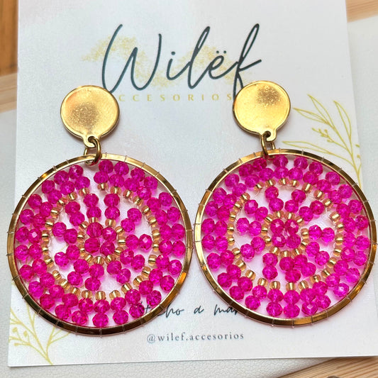 AROS TEJIDOS CRISTALES COLOR FUCSIA / MANDALAS