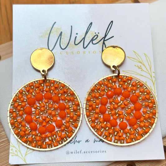 AROS TEJIDOS MOSTACILLAS COLOR NARANJA/ MANDALAS