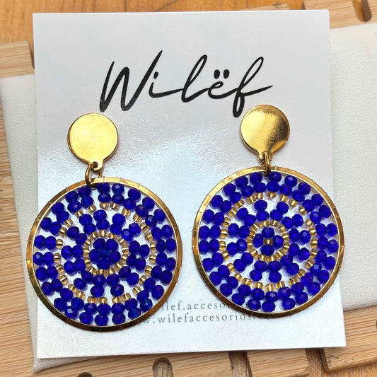 AROS TEJIDOS CRISTALES COLOR AZUL / MANDALAS