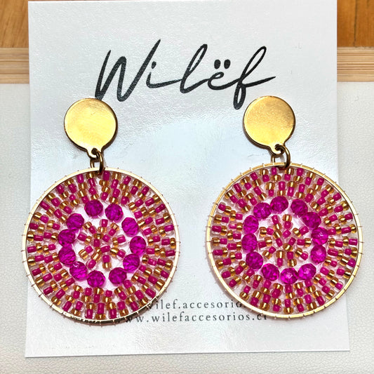 AROS TEJIDOS MOSTACILLAS COLOR FUCSIA/ MANDALAS