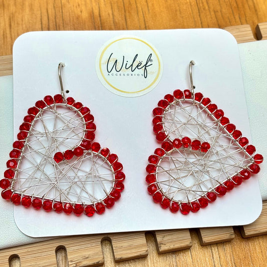 Aros Corazón Rojos Hechos a Mano – Joyería Artesanal Mujer