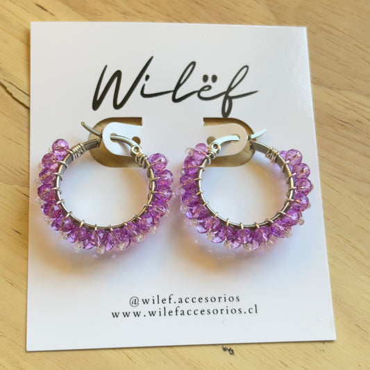 AROS DISEÑO ARGOLLA - CRISTALES MORADOS / PLATEADO