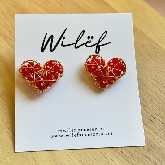 AROS CORAZON ALAMBRISMO - COLOR ROJO - DISEÑO TOPITO