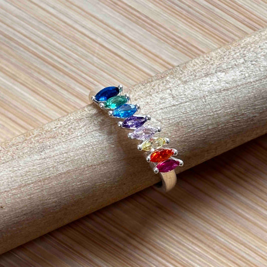 Anillo Arcoíris Plata 925 con Circones Multicolor