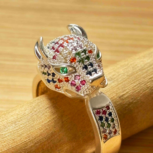 Anillo Jaguar Plata 925 con Microcircones Multicolor