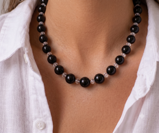Collar Cuentas Color  Negro — Hecho a Mano