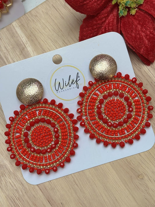 MAXI AROS TEJIDOS EN MOSTACILLAS ROJAS - MAXI MANDALAS
