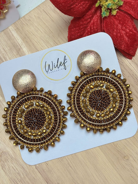 MAXI AROS TEJIDOS EN MOSTACILLAS MARRON - MAXI MANDALAS