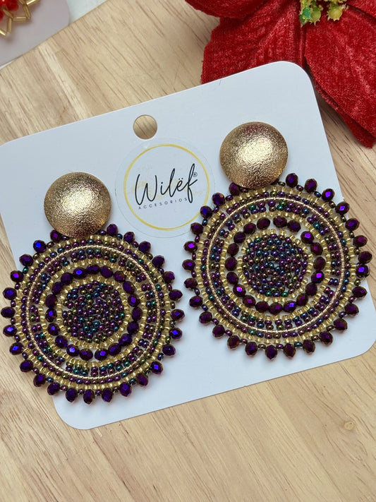 MAXI AROS TEJIDOS EN MOSTACILLAS MORADO - MAXI MANDALAS