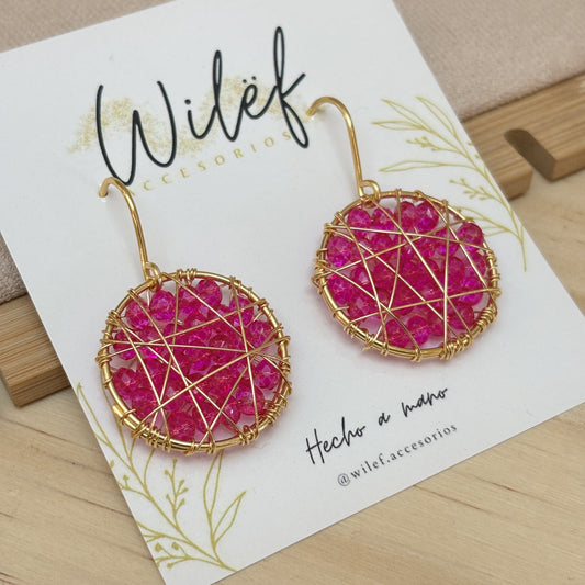 Aros Circulares Color Fucsia / Diseño Atrapasueños