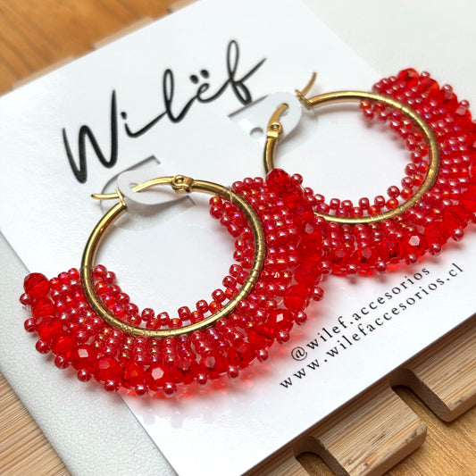 AROS DISEÑO ARGOLLA  COLOR ROJO