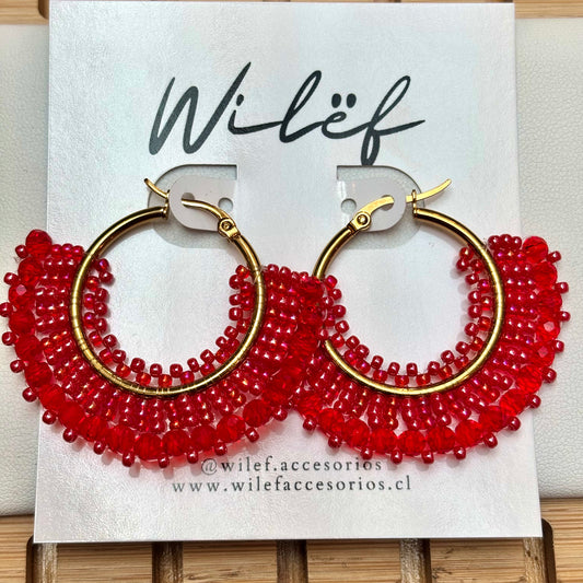 AROS DISEÑO ARGOLLA  COLOR ROJO