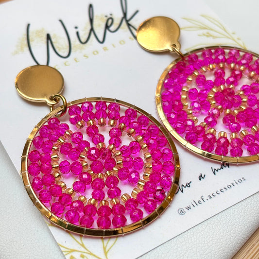 AROS TEJIDOS CRISTALES COLOR FUCSIA / MANDALAS