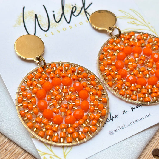 AROS TEJIDOS MOSTACILLAS COLOR NARANJA/ MANDALAS