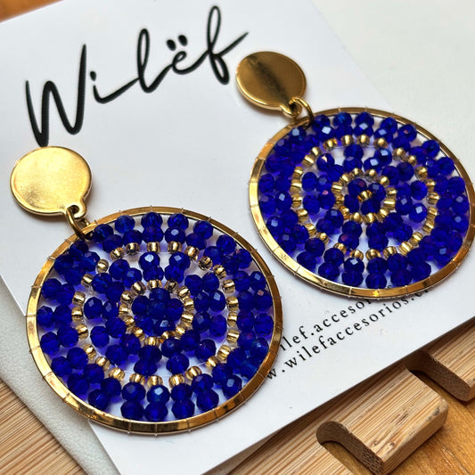 AROS TEJIDOS CRISTALES COLOR AZUL / MANDALAS