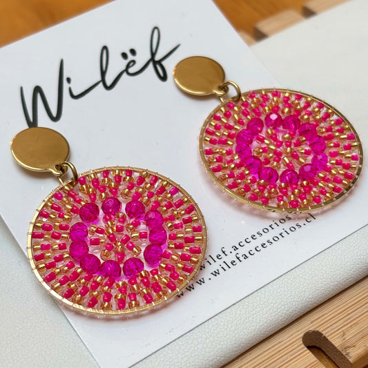AROS TEJIDOS MOSTACILLAS COLOR FUCSIA/ MANDALAS