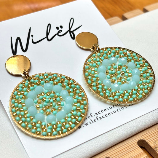 AROS TEJIDOS MOSTACILLAS COLOR MENTA/ MANDALAS