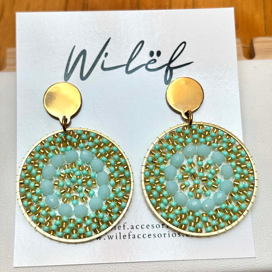 AROS TEJIDOS MOSTACILLAS COLOR MENTA/ MANDALAS