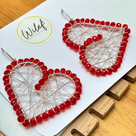 Aros Corazón Rojos Hechos a Mano – Joyería Artesanal Mujer