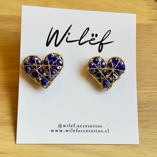 AROS CORAZON ALAMBRISMO - COLOR AZUL - DISEÑO TOPITO