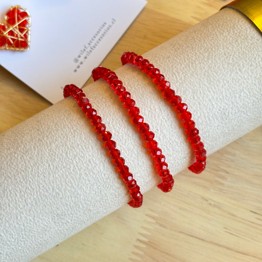 Pulseras Rojas de Protección – Mostacillas y Cristales ✨ROJO TRASLUCIDO