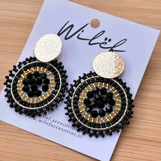 Aros Mandala Tejidos a Mano — Color Negro