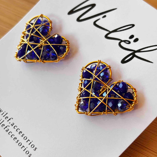 Aros Corazón - Diseño Topito Azul