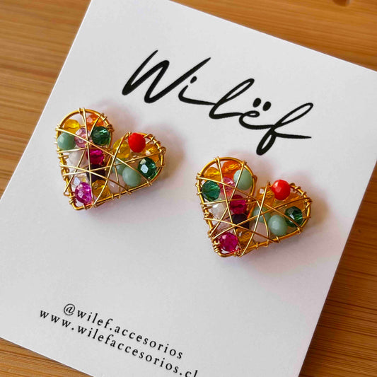 AROS CORAZON ALAMBRISMO - MULTICOLOR - DISEÑO TOPITO