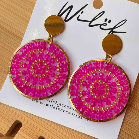 Aros Tejidos Cristales – Diseño Artesanal - Mandala