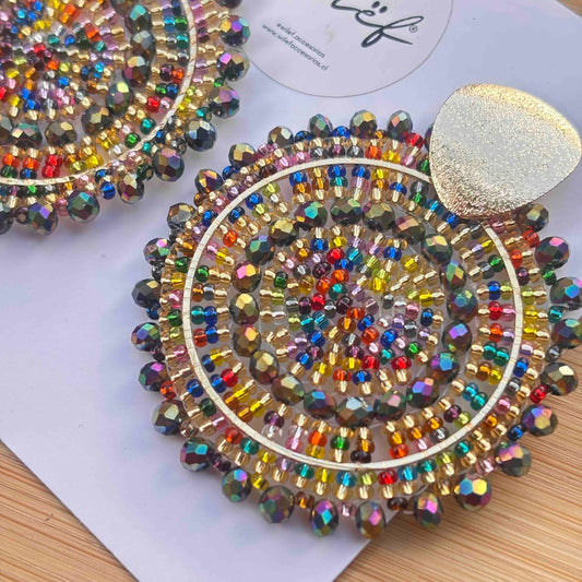 Maxi Aros Tejidos en Mostacillas - Maxi Mandalas Multicolor